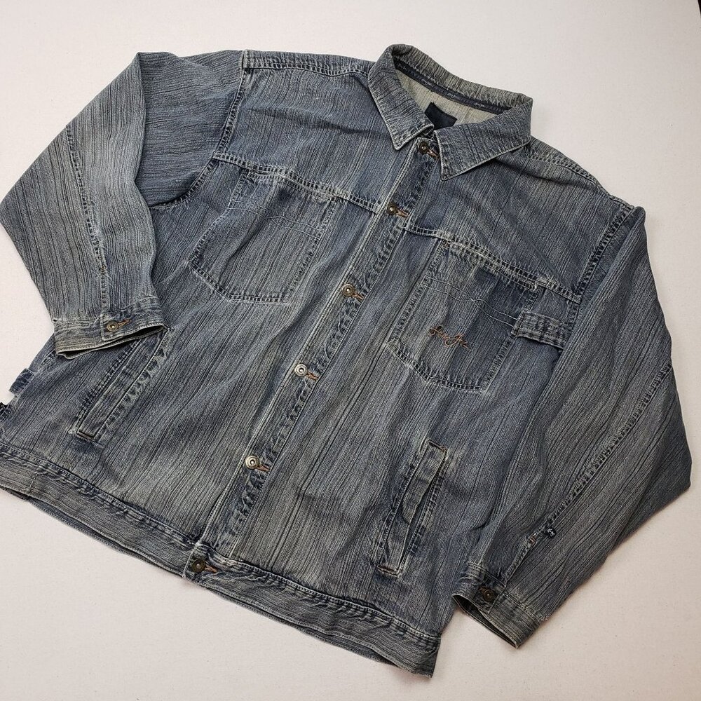 Sean Jean Men's Blue Denim Jacket 90's Hip Hop Sz 3XL VINTAGE GREAT CONDITION!!!